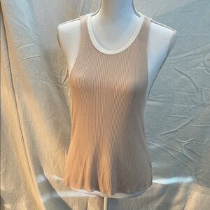 Joah Brown Ribbed Tank Top - Cream